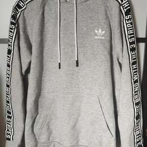 Adidas Gray Hoodie with Black Stripe Accents